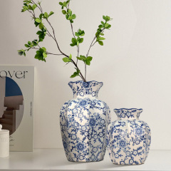 中古青花瓷复古陶瓷花瓶家用小众家居客厅器皿陶瓷花瓶插花装饰瓶
