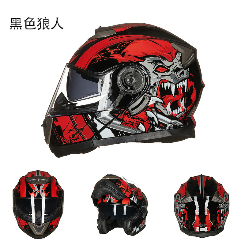 Motosiklet kaskı (dəbilqə) — Motuoche Full Face - black-werewolf-transparent-lens-m