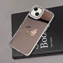 适用荣耀畅玩60plus果冻小黑猫镜面手机壳带链条镜子手机壳卡通款