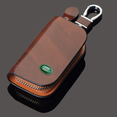 Car key bag — Car Key Case, High-Quality Material - land-rover-wood-grain-brown