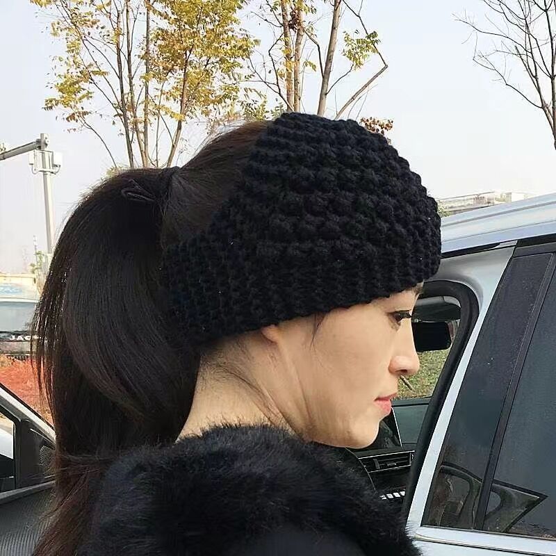 パイナップルの花の広い縁のヘアバンドの韓国版は白い髪を隠して帽子をかぶってニットします。|undefined