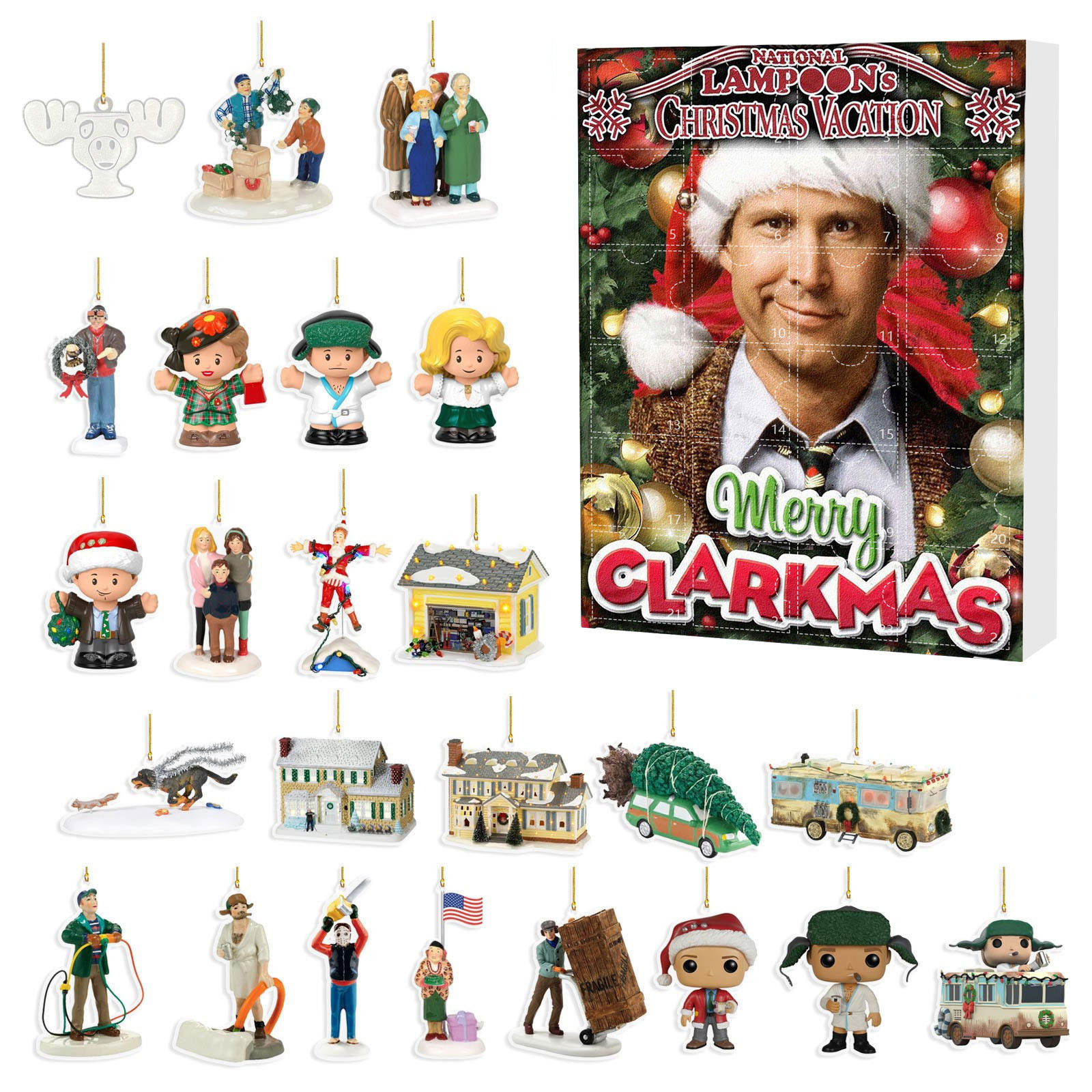 Calendario de Adviento de Navidad, caja sorpresa navideña de National Lampoon, lindos adornos acrílicos, decoración de ambiente festivo