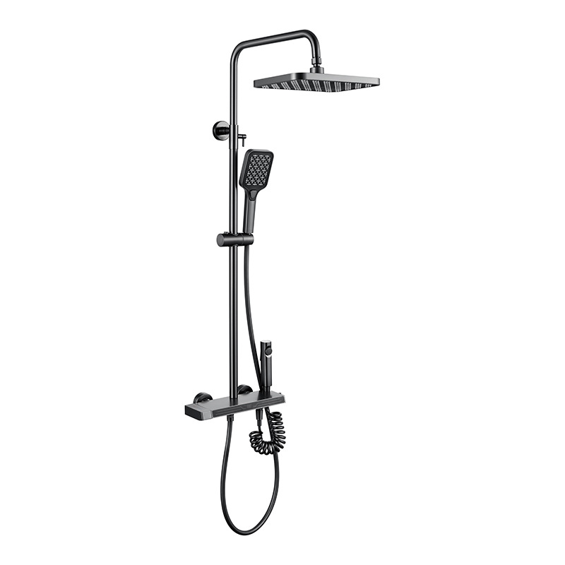 Pistola uno por uno Juego de ducha de temperatura constante gris Pantalla digital Baño de cobre Baño del hogar Baño de ducha presurizado