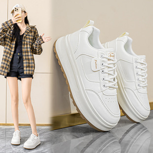 2025 Spring Women's Shoes New Breathable White Shoes Women's Korean-style All-match Thick-soled Height-increasing Sports Casual Sneakers Trendy Shoes