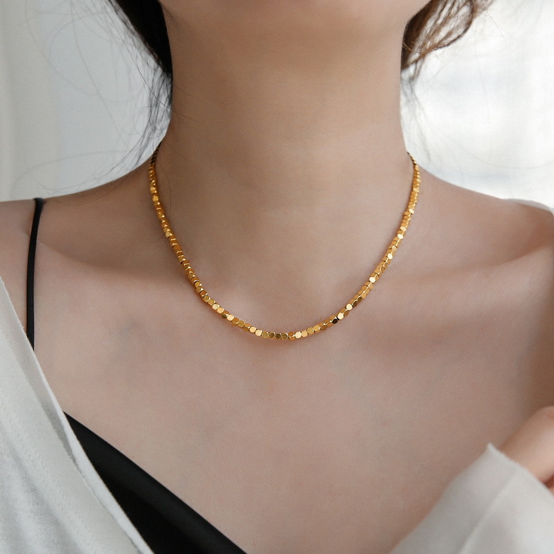 Geometric Pattern New Trendy High-grade Simple Graceful Titanium Steel Necklace For Women Spring And Summer Hot-selling Non-fading Exquisite Clavicle Chain