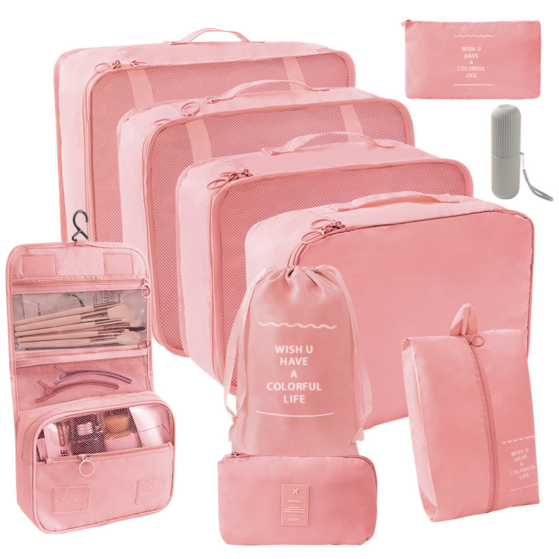 10 종 세트 [7 종 세트 + 후크 백 + 디지털 백 + 워시 컵] 핑크