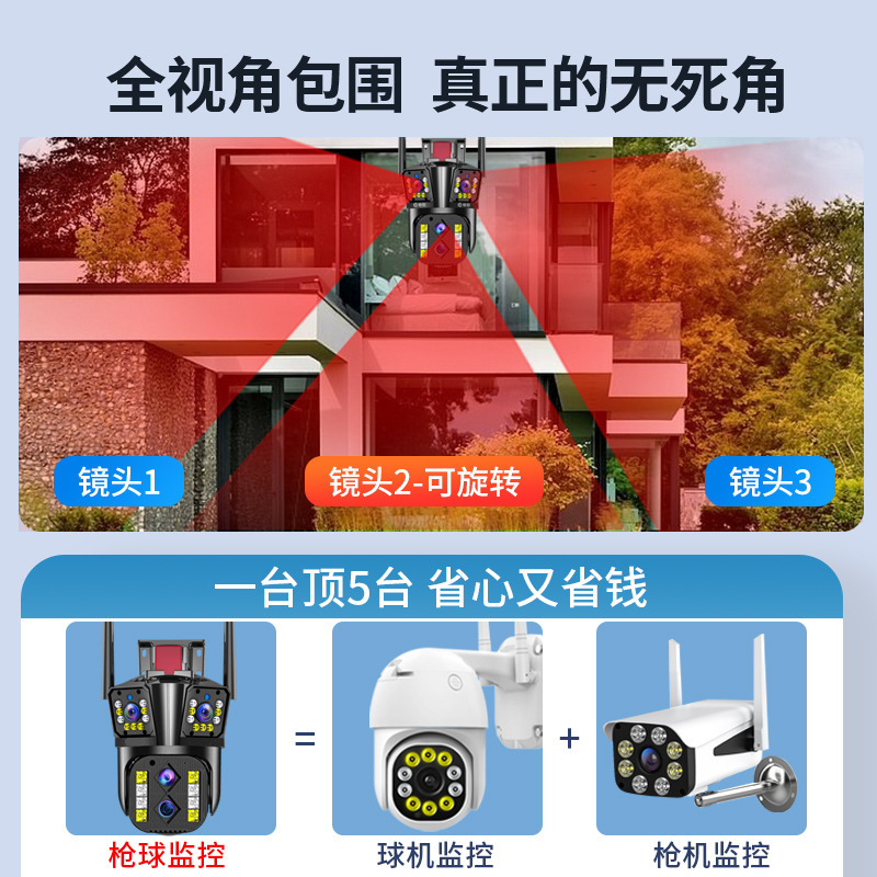 Dual-View Dual-Eye Dual-Camera Monitor with WIFI Indoor/Outdoor Wireless Monitor 4G HD Night Vision Home