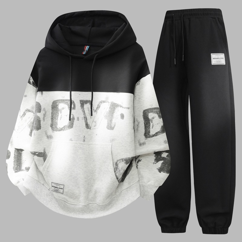 Trajes deportivos casuales juveniles hombres nuevos primavera y otoño tendencia guapo versátil chaquetas con capuzas de dos piezas