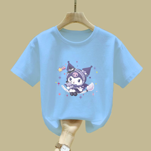 2538# Cute Klomi Short-Sleeve T-Shirt New Pure Cotton Top Girls' Children's Medium and Large Child Loose Fashion Summer Clothing