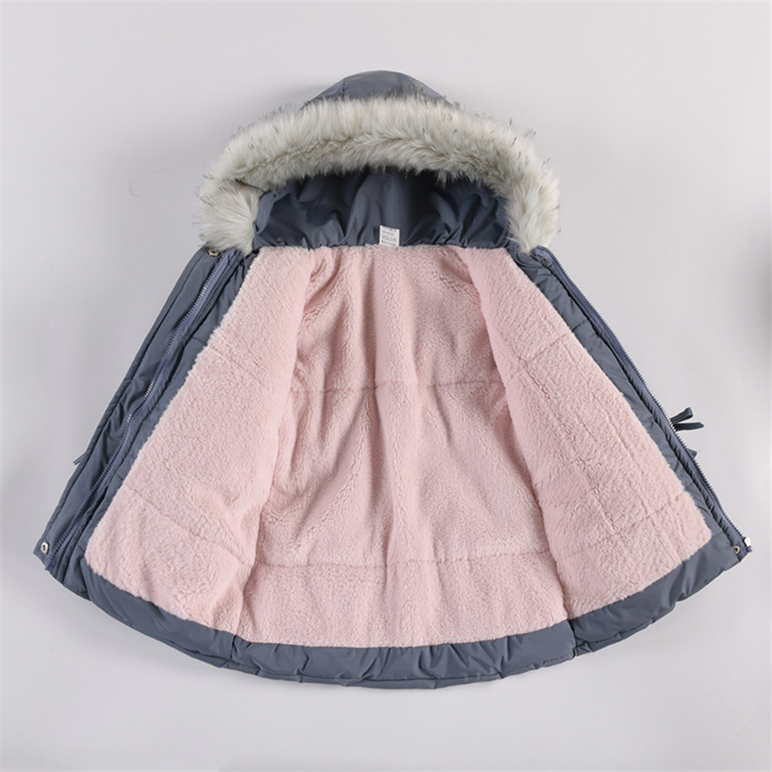 New Korean Style Girls' Mid Length Parka Coat With Drawstring Waist And Thick Cotton Coat_voghion.com