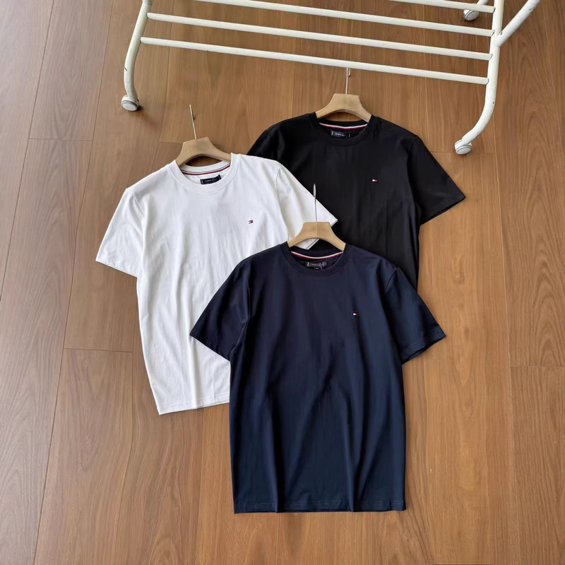 Summer Tommy short-sleeve embroidered logo round-neck casual loose-fit sports men's T-shirt Summer Tommy short-sleeve embroidered logo round-neck casual loose-fit sports men's T-shirt
