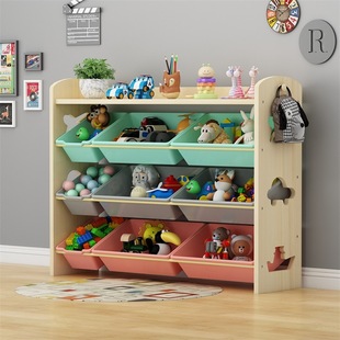 Solid Wood Children's Toy Storage Rack Kindergarten Baby Picture Book Shelf Multi-Layer Organizing Cabinet Large Capacity Storage