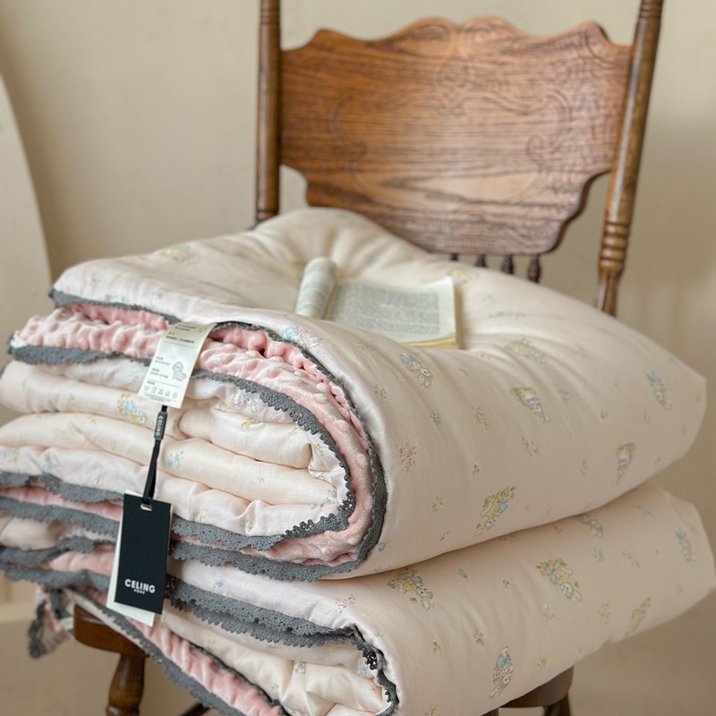 면 거즈 비니 퀼트 - 토끼 정원