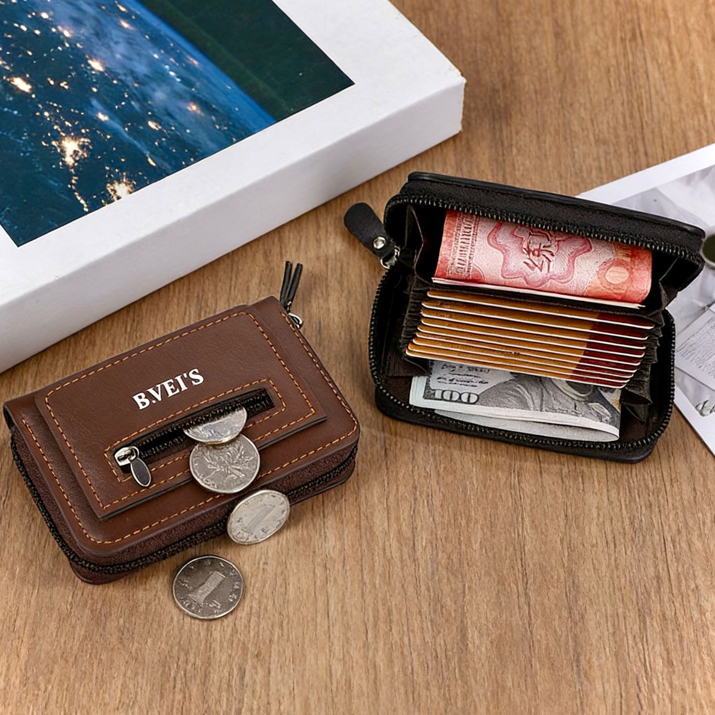 New Cross-Border Accordion Card Holder with Multiple Card Slots, Large Capacity Document Bag, Coin Purse Storage Bag, Mini Small Wallet in Stock