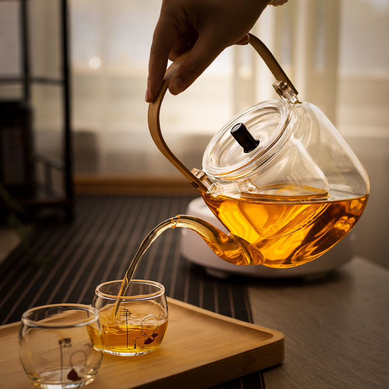 tetera de té de vidrio resistente a altas temperaturas tetera de té de viga de elevación tetera de té de horno de cerámica eléctrica doméstica hervidor de agua tetera de té negro grande tetera Pu 'er