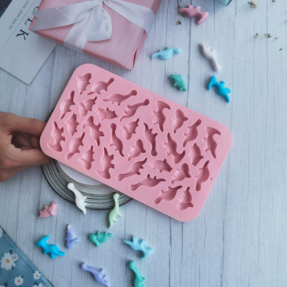 30 pequeños dinosaurios 4 molde de silicona pastel helado pudín molde de postre jabón utensilios