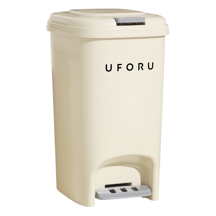 Cocina del hogar bote de basura baño Tipo de pedal de gran capacidad sala de estar multifuncional estilo crema cesta de basura con tapa