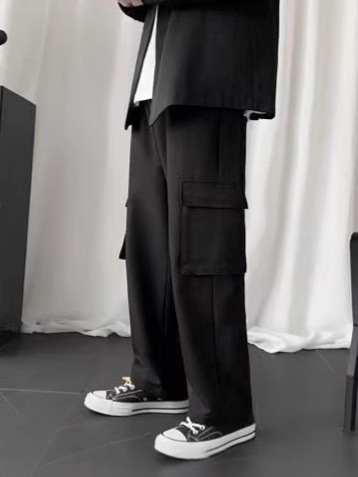 Men's Summer Work Pants Korean Style Trendy Straight Leg Loose Wide Leg Pants Instagram Hong Kong Style Fashion Brand Spring and Autumn Casual Long Pants