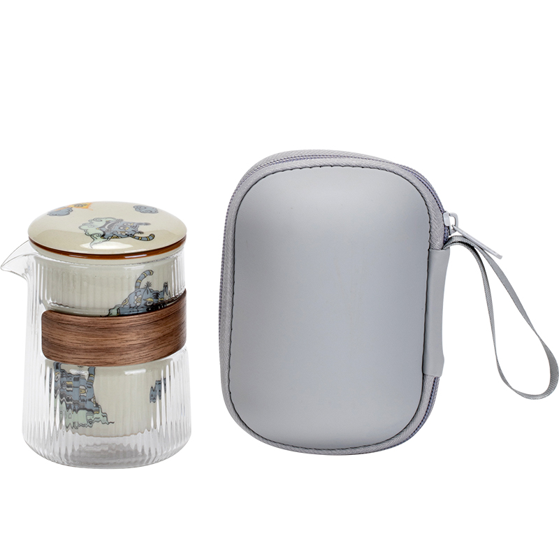 Handheld travel glass tea set for traveling