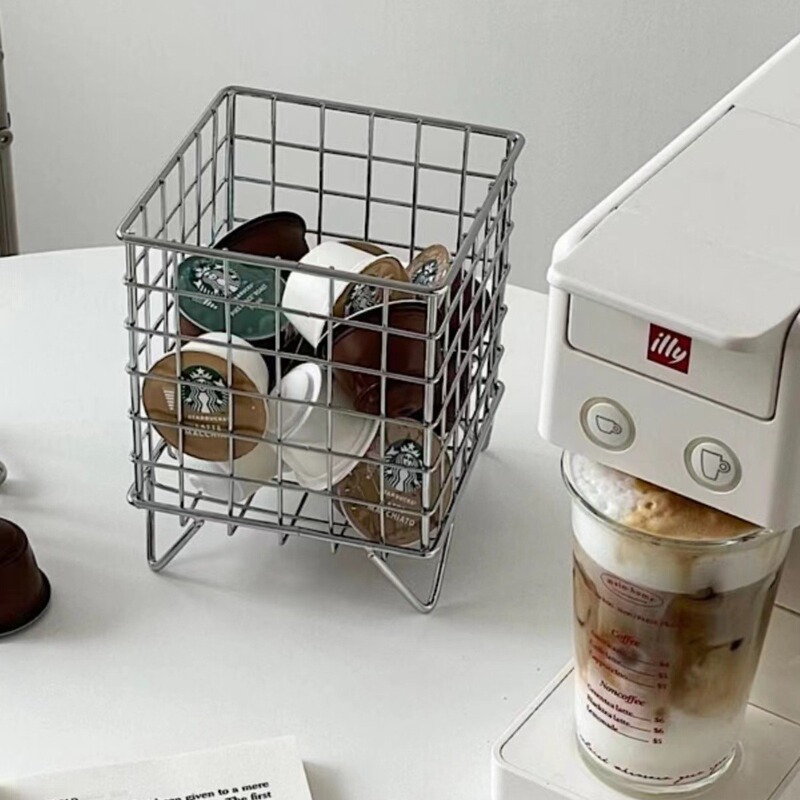 Export silver wrought iron storage box sundries mask snack drink coffee capsule organizing box desktop home decoration Export silver wrought iron storage box sundries mask snack drink coffee capsule organizing box desktop home decoration