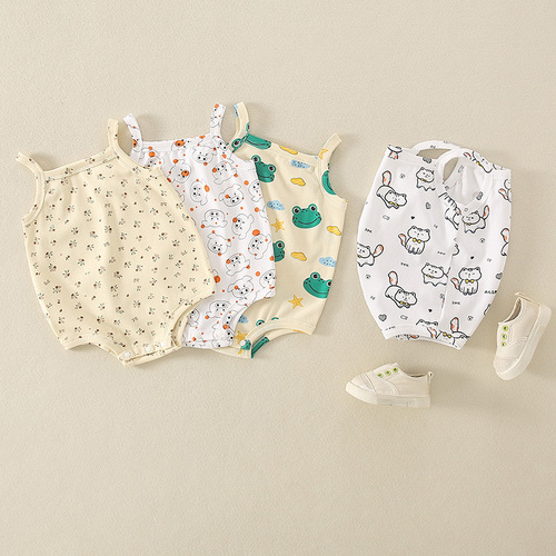 Baby A Class Cotton Pouch Diaper Shirt Summer Newborn Sleeveless Backless Outfit for Newborns Little Baby Onesie