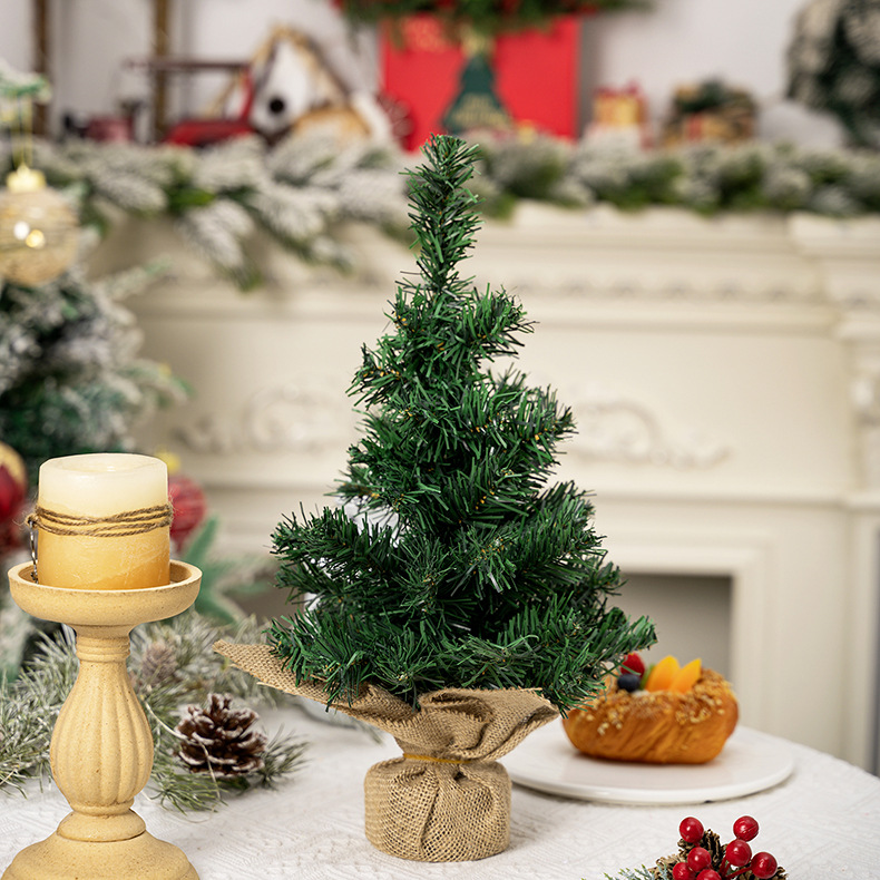 圣诞桌面麻布底座小树_09
