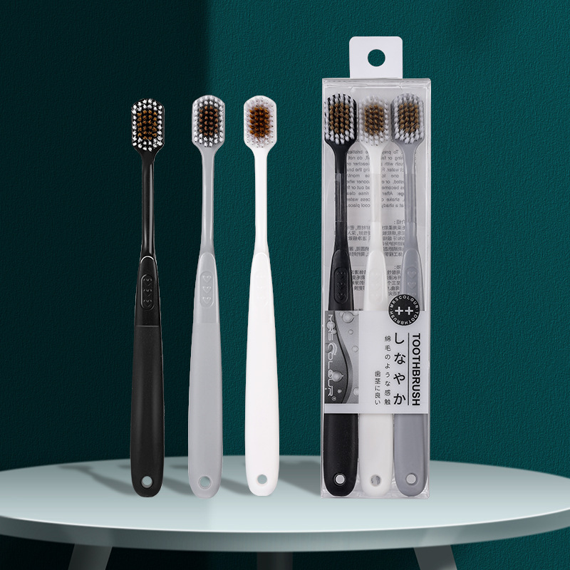 Cepillo de Dientes Suave para Adultos Set de 3 Piezas Cabeza Ancha Limpieza Bucal con Empaque Individual