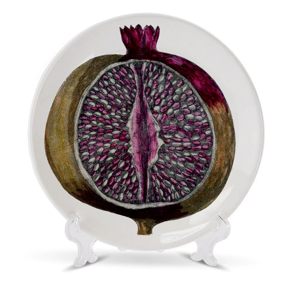 Italian FORNASETTIAN hand -painted fruit vegetarian decoration plate light luxury ceramic round flat plate home decoration