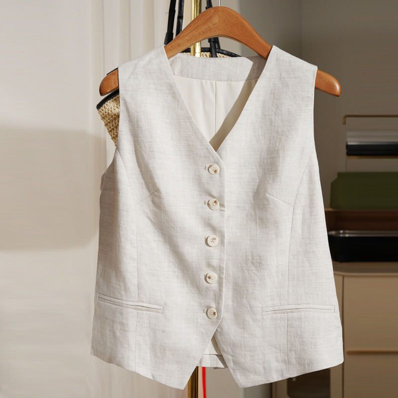 Thin New Style Lyocell V Neck Vest for Women 2025 Summer Fashionable Commuter Suit Vest
