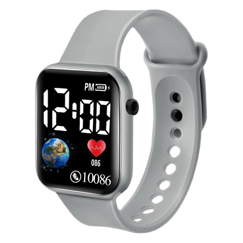 Transfronterizo caliente cuadrado en forma de tierra LED reloj electrónico correa de un solo agujero simple reloj de moda en stock al por mayor