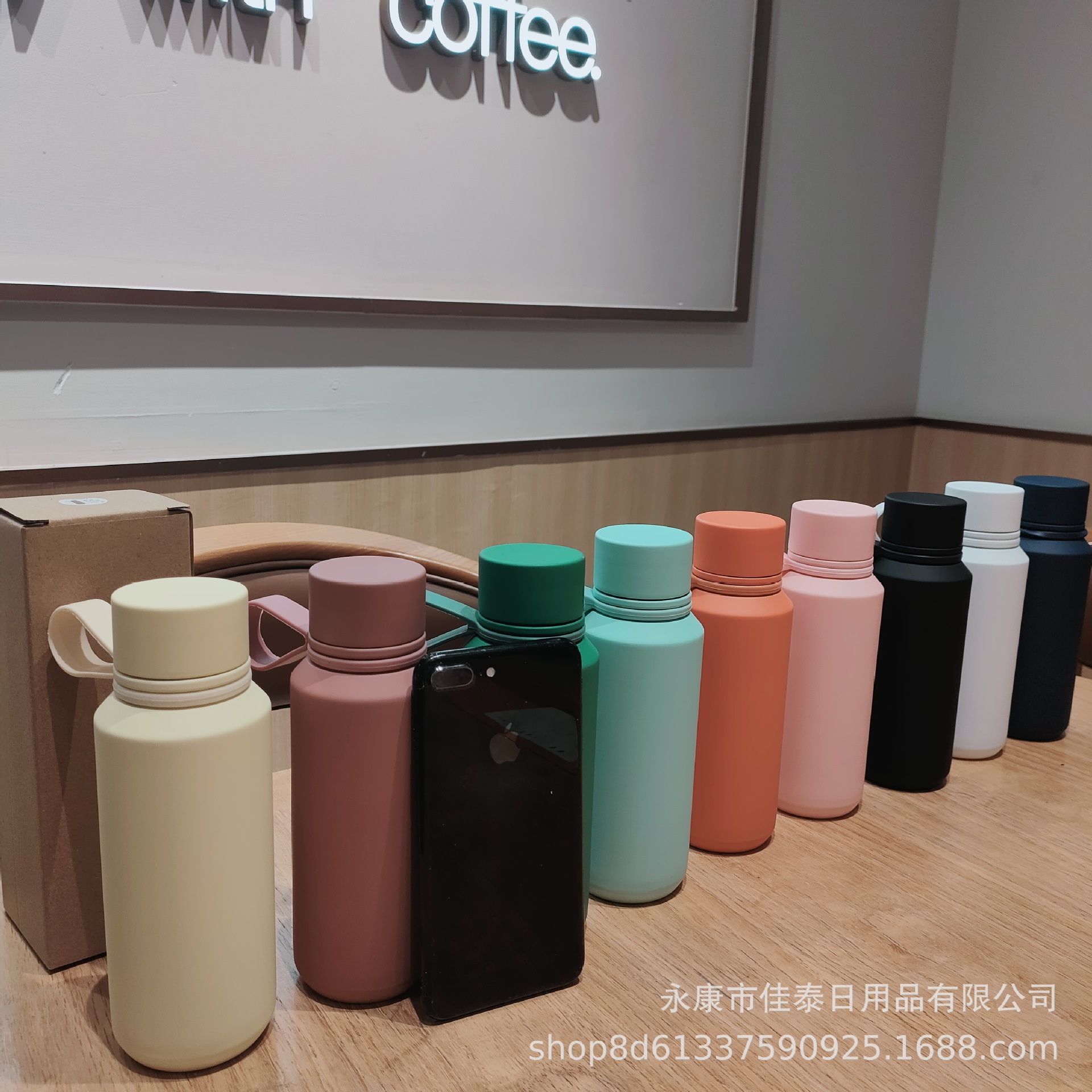 2024 nuevo en stock americano boca pequeña taza de vacío portátil mango de silicona pintura de goma taza de agua taza de vacío de acero inoxidable