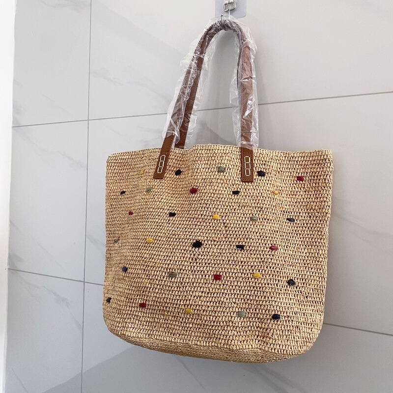 Handmade Rafi Grass Woven Bag Straw Woven Bag Shoulder Bag Elegant Women's Travel Color Designer Beach Bag Handmade Rafi Grass Woven Bag Straw Woven Bag Shoulder Bag Elegant Women's Travel Color Designer Beach Bag