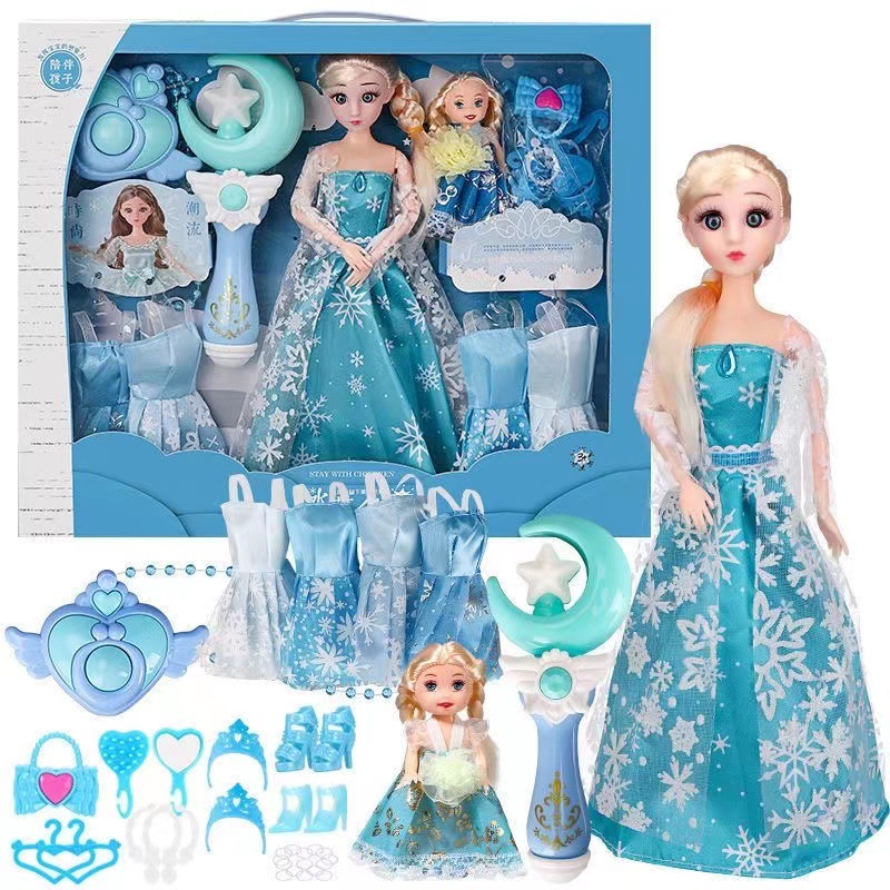 Frozen Gift box set Children's doll doll Elsa simulation princess girl model stall toys