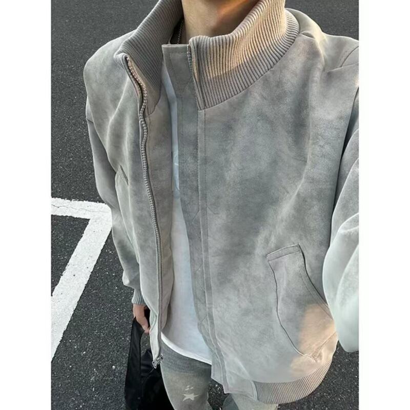 Tie-Dye Stand Collar Jacket Short Jacket for Men and Women Retro Autumn and Winter American Pilot Autumn and Winter Jacket Direct Sales Manufacturer