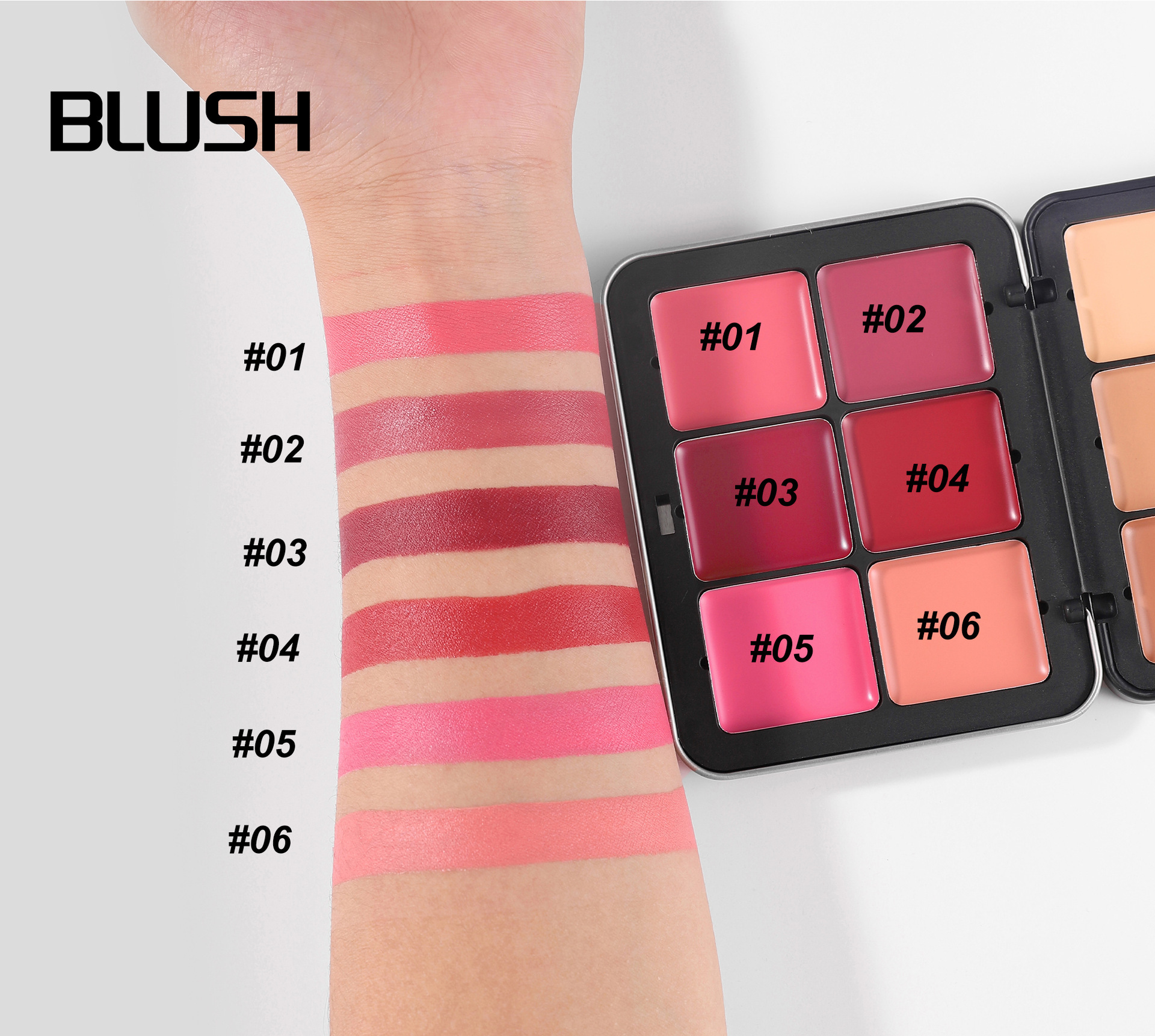 Cross-border 12-color tin box Blush palette, multi-purpose handaiyan Concealer Highlighter Contouring Palette Matte Blush Cream undefined
