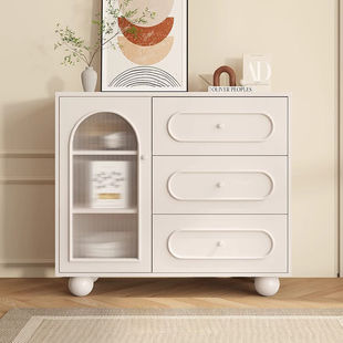 Cream Style Sideboard Modern Minimalist Home Living Room Storage Cabinet Kitchen Storage Cabinet Wall-Mounted Integrated Tea Cabinet