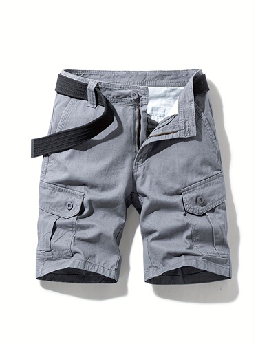 Lightweight men's Casual Gray Cargo Shorts Non Stretch
