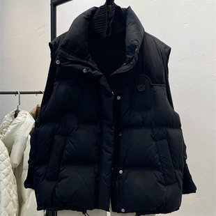Cross-border 2024 Winter New Korean Style Vertical Collar Down Jacket Vest Women's Loose Cotton Vest Fashionable Outer Wearing Cotton Waistcoat