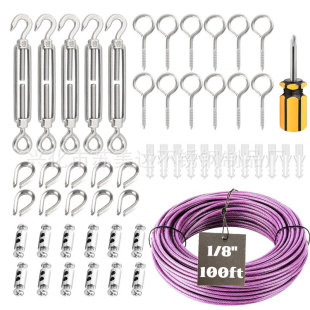 Color plastic coated steel wire rope kit outdoor fence sunshade sail accessories clothesline flower basket screw tight line lock