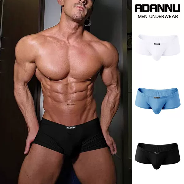 【Cross-Border】Adannu Solid Color Modal Men's Boxer Briefs Low-Rise Slim Fit Single-Layer U-Shaped Enhancing Thin Underwear