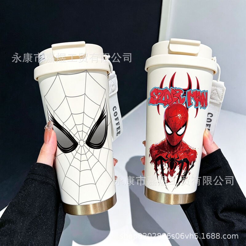 Marvel merchandise: Iron Man, Avengers, Spider-Man large-capacity men's insulated water cup, coffee mug for men Marvel merchandise: Iron Man, Avengers, Spider-Man large-capacity men's insulated water cup, coffee mug for men
