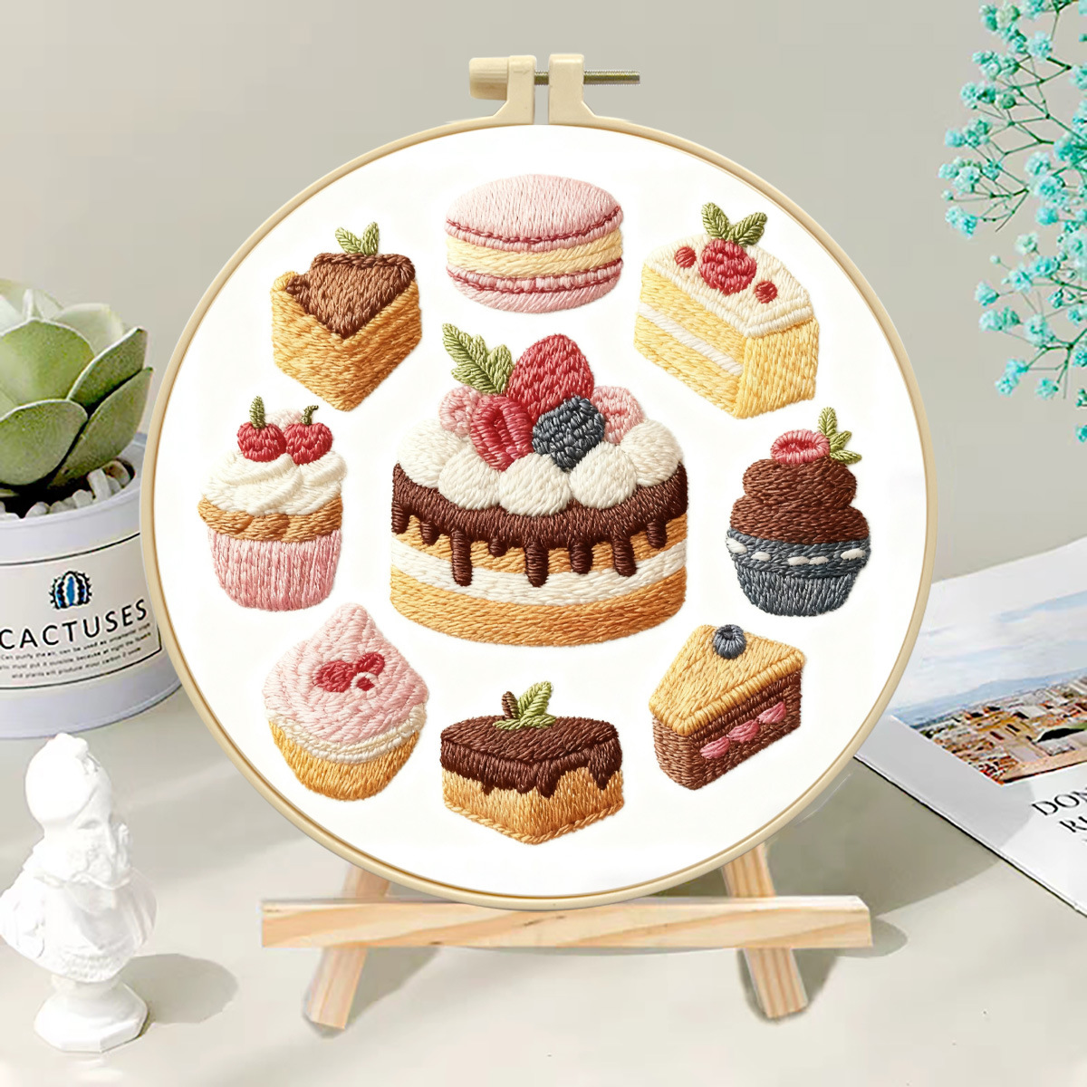 Cross-border nuevo lindo simple bordado DIY material paquete de pastel de chocolate novato Kit de bordado a mano