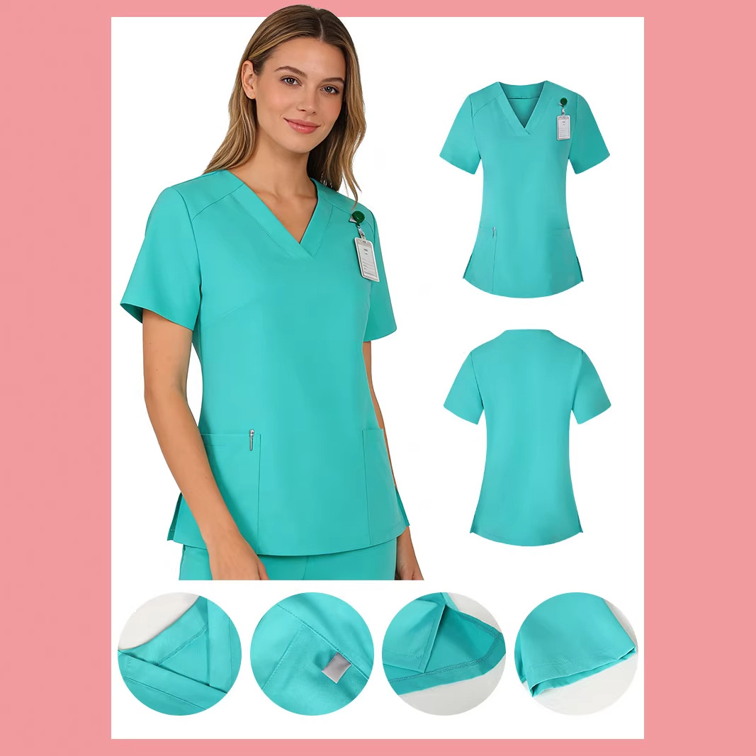 Amazon Clinic Medical Uniforms Short-Sleeved Women's Dental Clinic Work Uniforms Beauty Salon Medical Work Uniforms Support Logo Printing