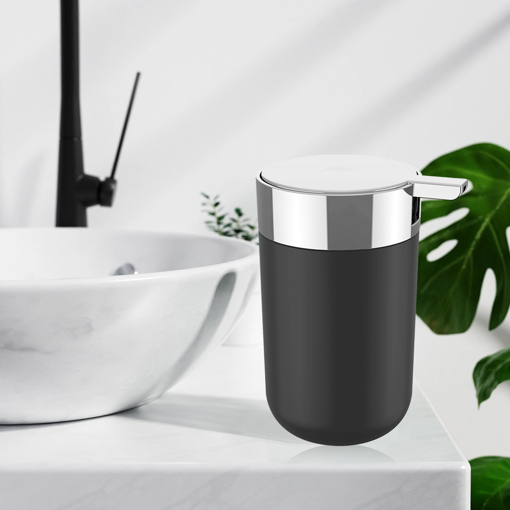 Plástico de color sólido plateado seis piezas conjunto de cepillo de dientes caja de jabón cepillo de inodoro almacenamiento baño conjunto de lavado