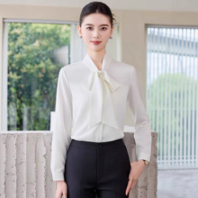 白色蝴蝶结衬衫女2025秋季新款高级感气质职场面试职业正装白衬衣