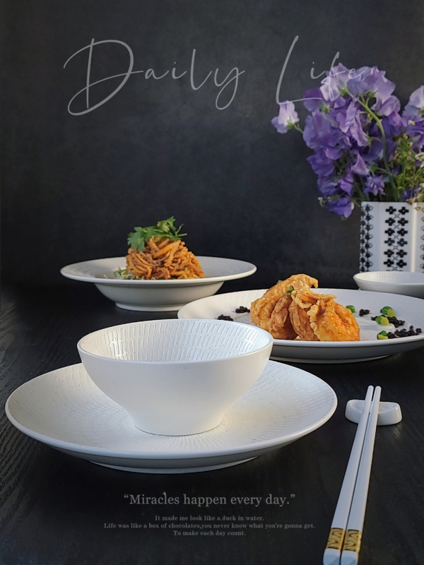 Ebony Akita Rain Flower Terrace New Household Good-Looking Rice Bowls and Plates Underglaze Color Hotel Same Style Ceramic Tableware