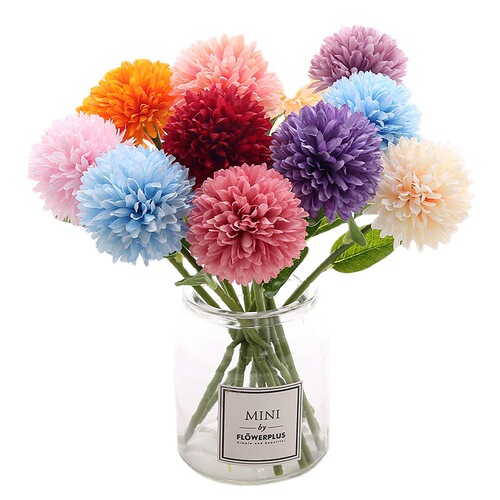 Simulated single dandelion fake flower home vase decoration onion ball silk flower ping pong chrysanthemum short branch round simulated flower
