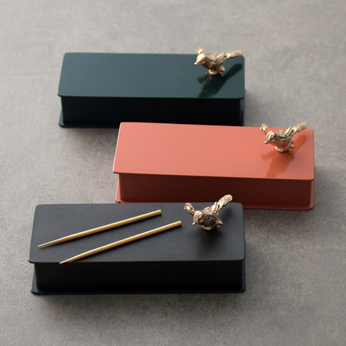 Home personalized creative living room light luxury toothpick box stainless steel living room restaurant hotel toothpick jar toothpick storage box