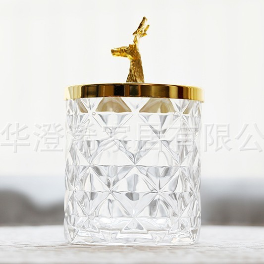 新工場直供高白金属蓋ガラスキャンディー缶家庭装飾収納缶綿棒筒化粧品箱|undefined