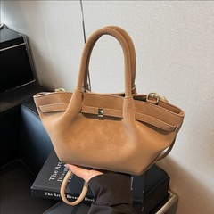 跨境复古磨砂手提托特包包女2025秋冬新款时尚单肩包高级感斜挎包